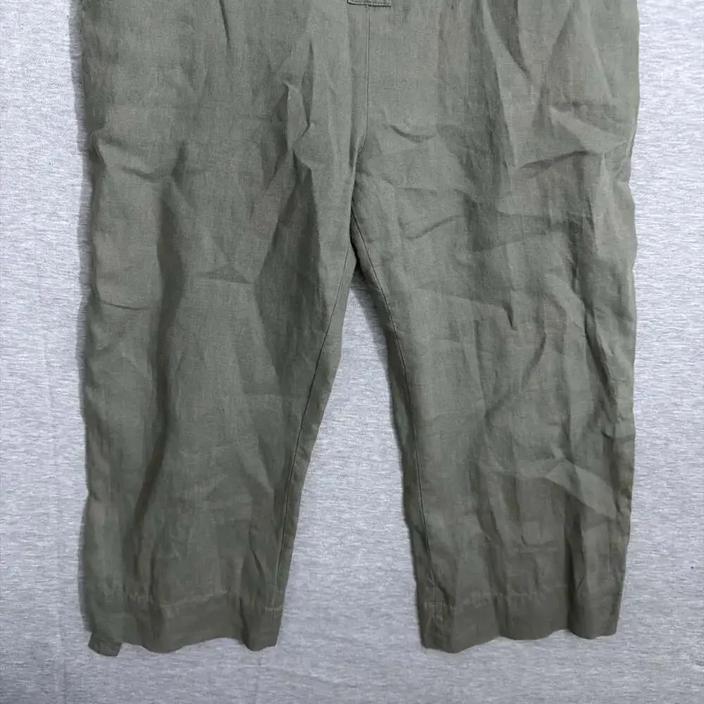 Everlane Women's 6 Sage Green The Linen Side Button Jumpsuit Belted Summer